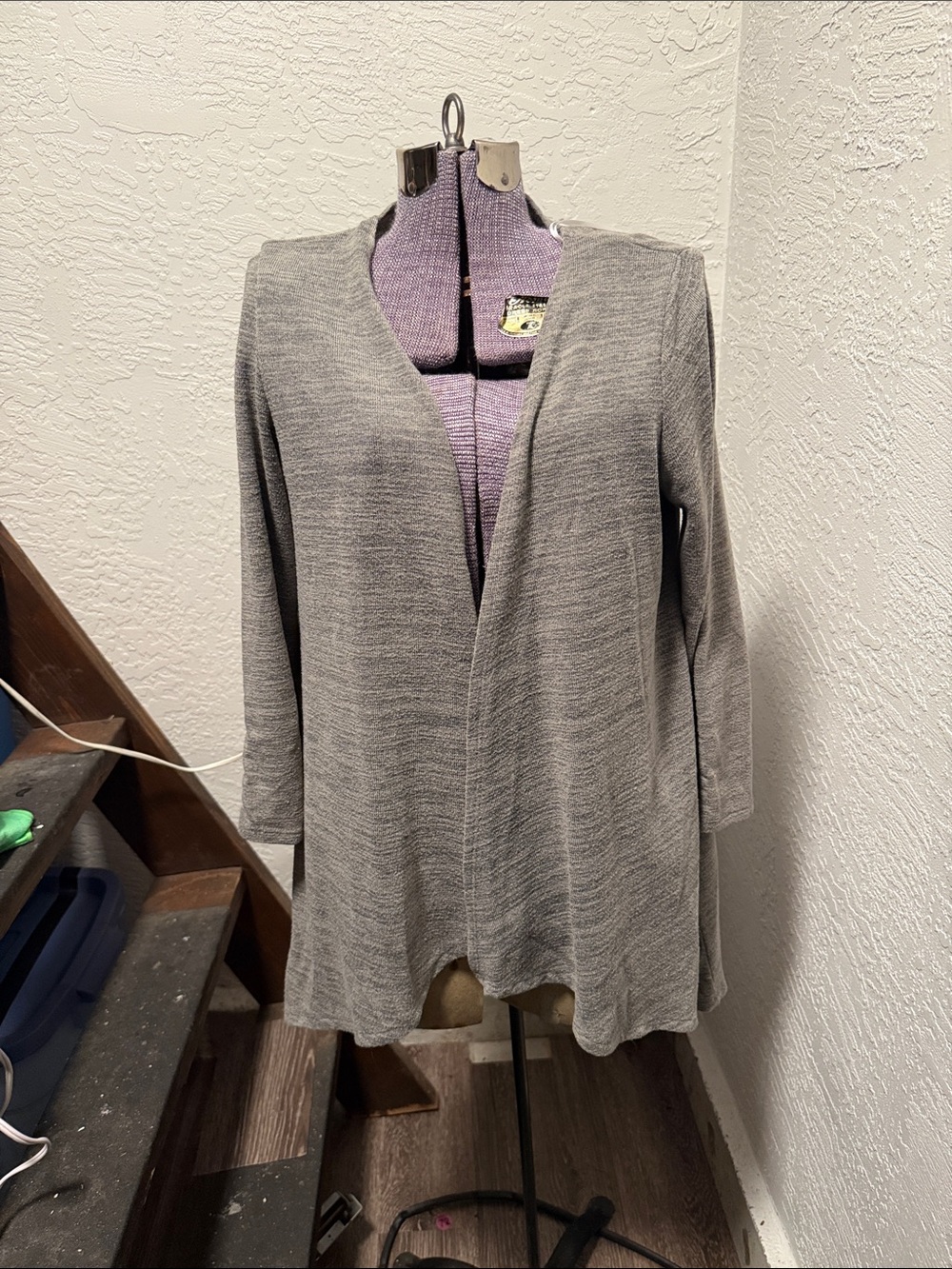 Notations Heather Gray Open-Front Drape Cardigan
